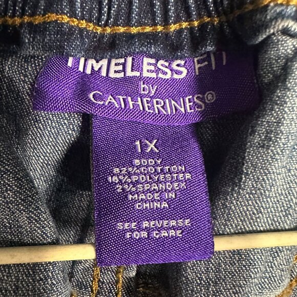 Catherines Timeless Fit Pull On Stretch Jeans (2) 1X Elastic Waist Normcore Mom - Picture 8 of 16